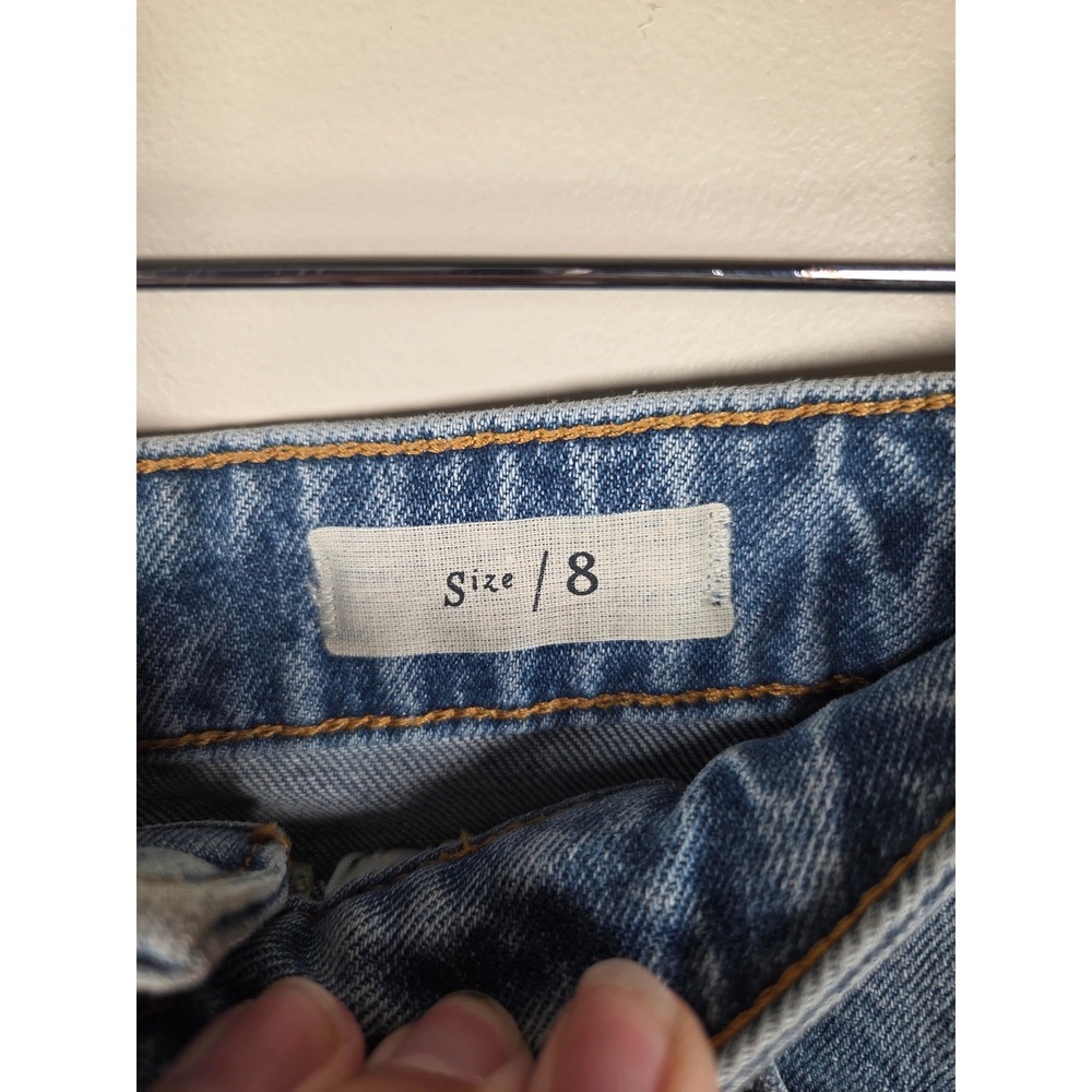 Pilcro and the Letterpress Anthropologie Denim Pencil Skirt Front Slit Size 8 - Picture 7 of 10